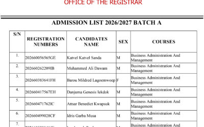 📢 ADMISSION LIST 2026/2027 — BATCH A